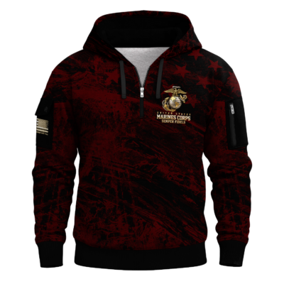 Us Marines Quarter Zip Hoodie